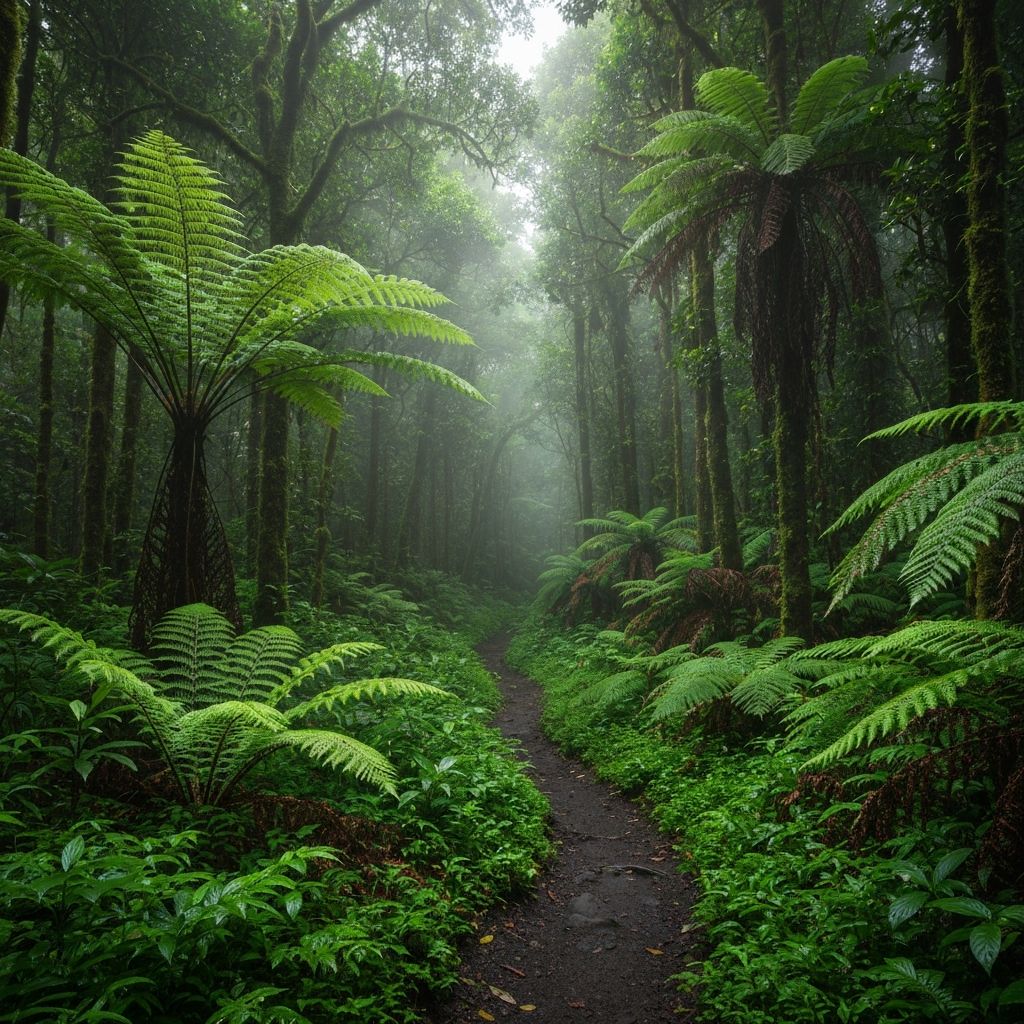 Lush Maui tropical forest with morning light filtering through